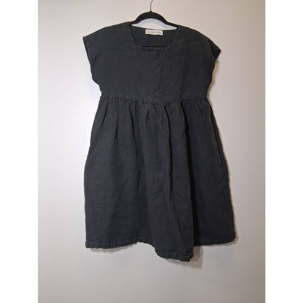 Love and confuse womens small baby doll off black dress 100% linen